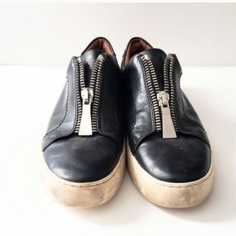 Frye Black Leather Zippered Sneaker Loafers, US Women's 8.5 - Picture 2 of 5